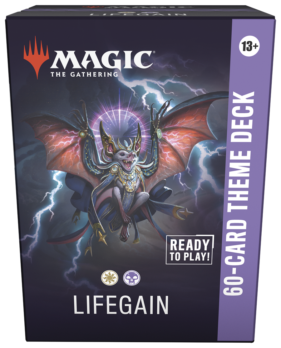 Magic: The Gathering Lifegain theme deck packaging with dragon illustration and lightning effects.