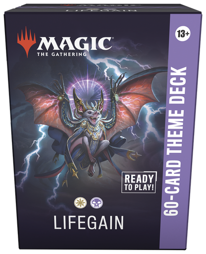 Magic: The Gathering Lifegain theme deck packaging with dragon illustration and lightning effects.