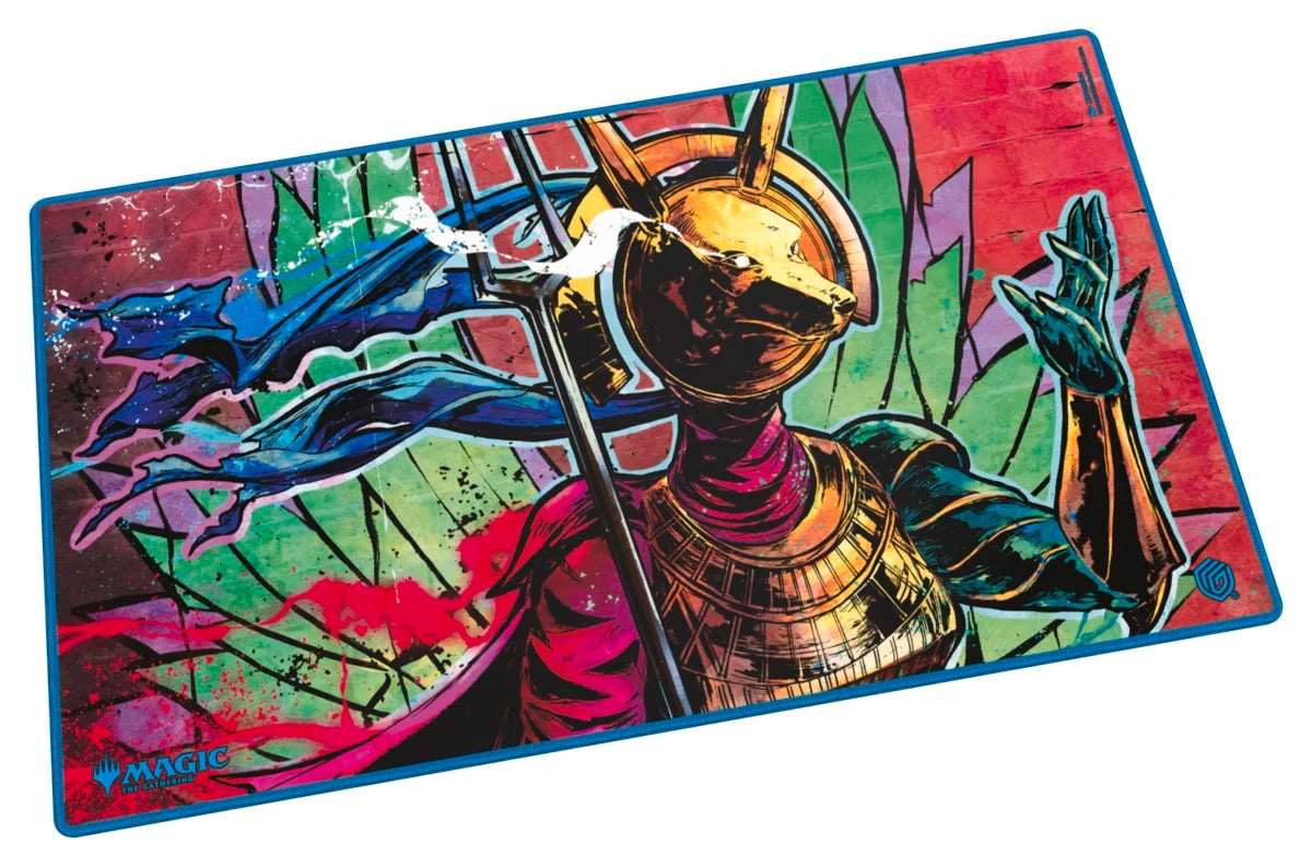 Ultimate Guard standard playmat featuring Hazoret, Godseeker artwork from Magic: The Gathering's Aetherdrift set. Soft cushioned playmat with non-slip underside and stitched edges for enhanced durability.