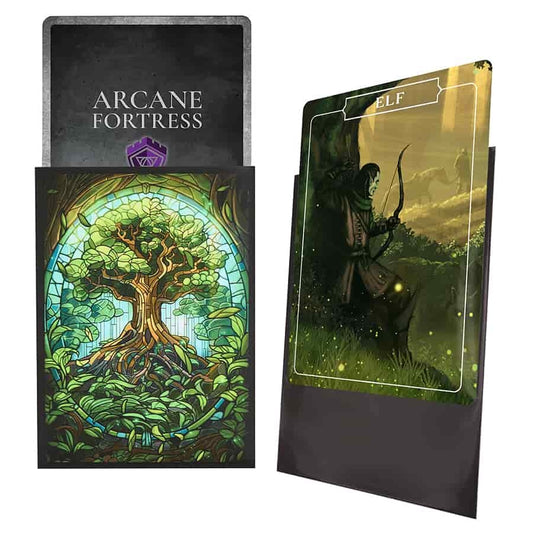 Arcane Fortress: Standard-Size Sleeves - Stained Glass - Mythical Forest