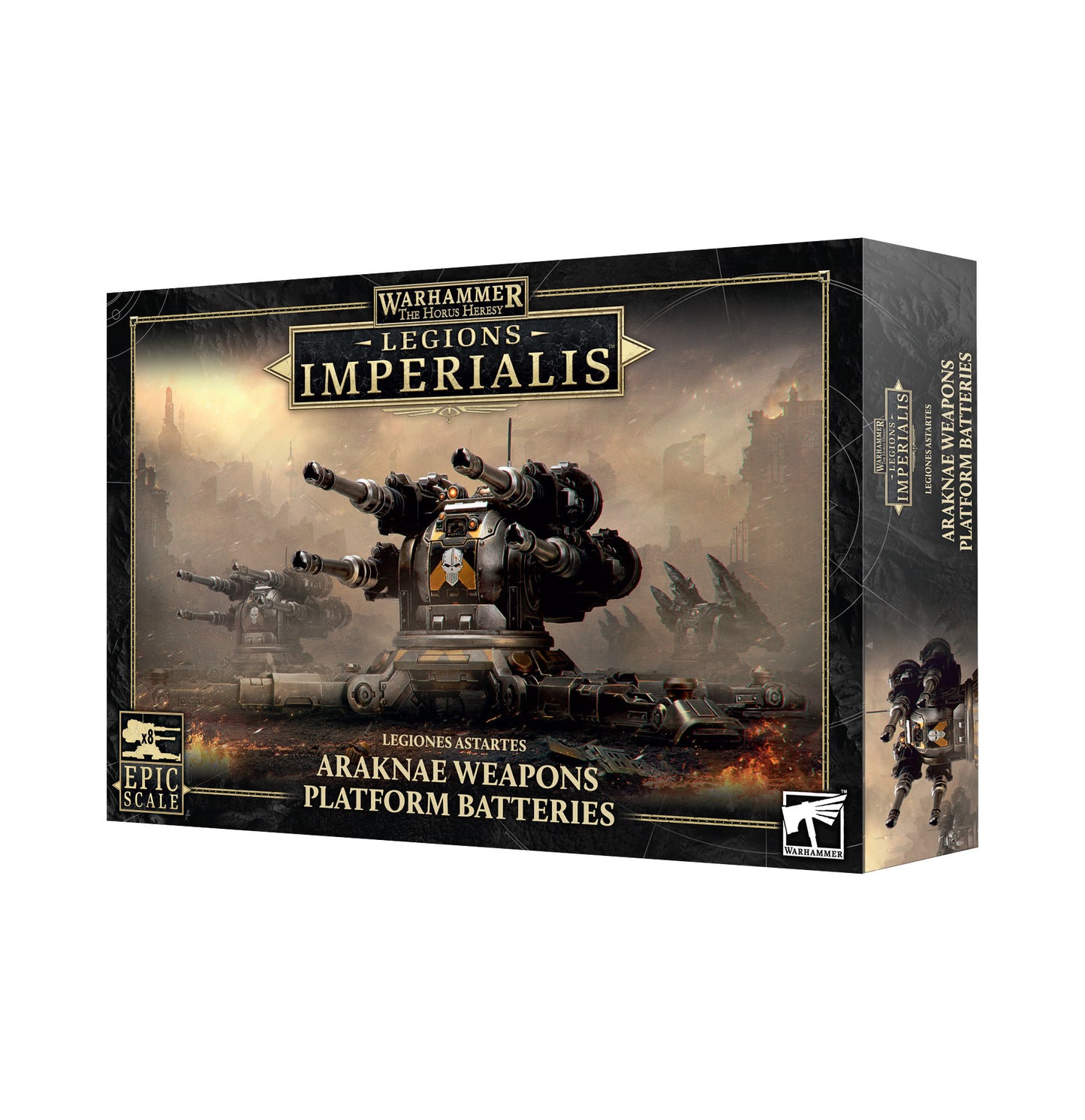Warhammer 40,000 Legions Imperialis Araknae Weapons Platform Batteries box on a white background
