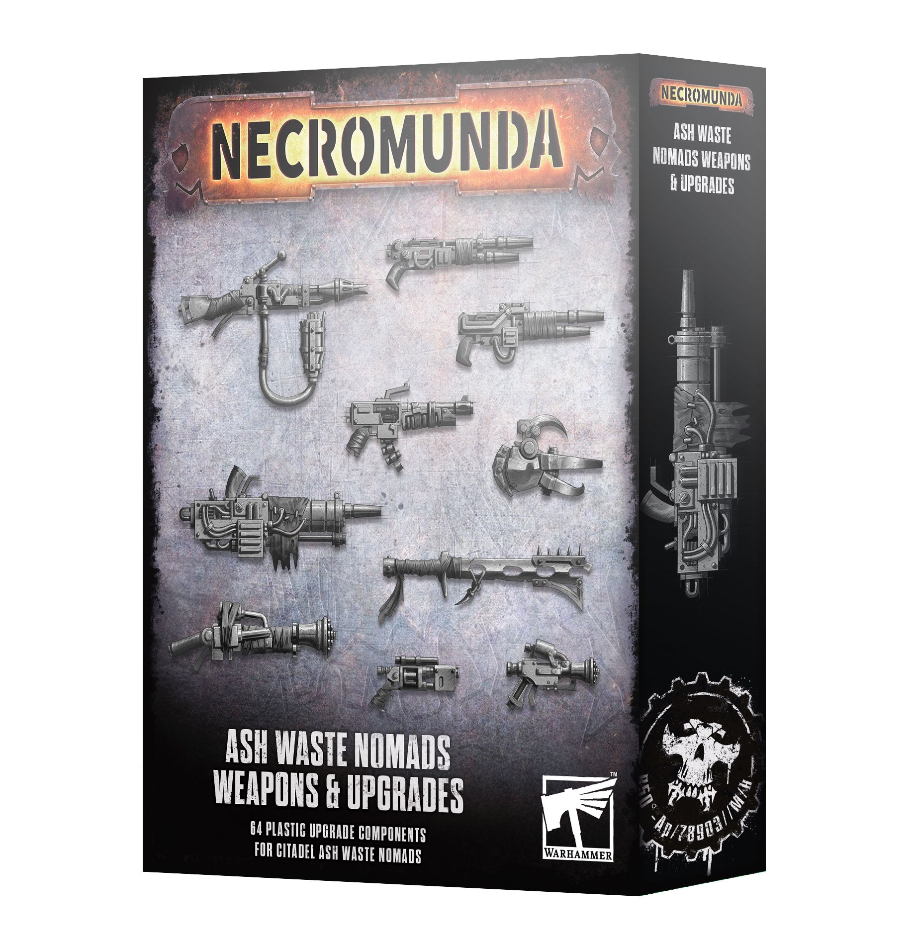 Box of Necromunda Ash Waste Nomads Weapons & Upgrades on a white background