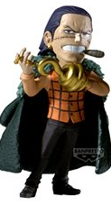 Action figure of a character with a long coat and a cigar, standing on a black background.