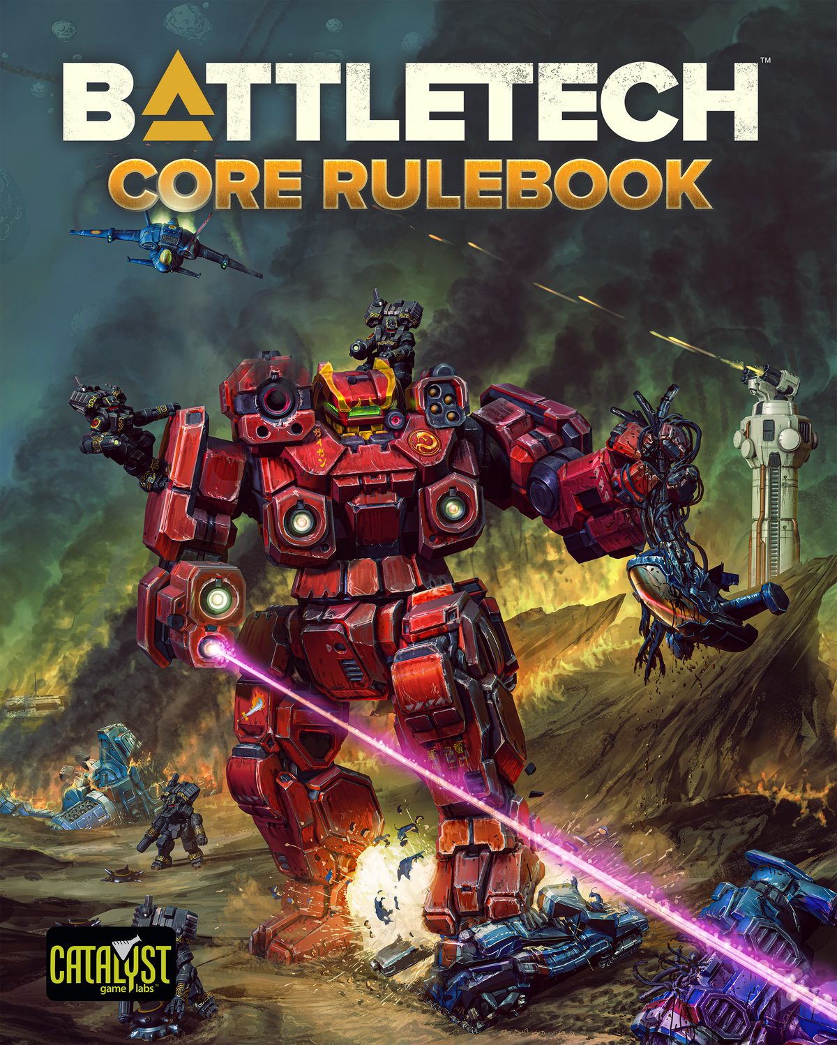 Cover of 'Battletech Core Rulebook' with a large robot in a battle scene.