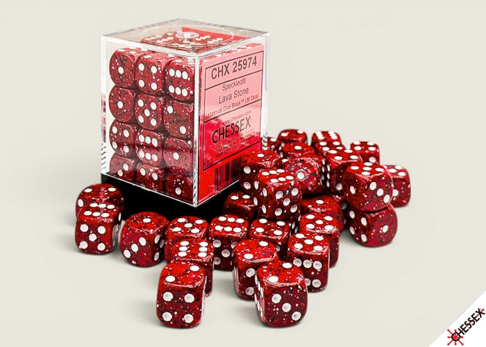 Chessex: 36 Piece D6 Dice Set Speckled Lava Stone