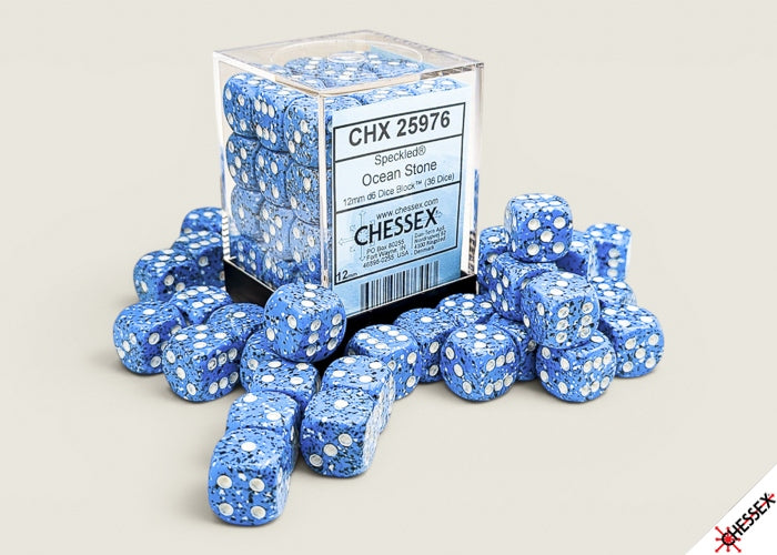 Chessex: 36 Piece D6 Dice Set Speckled Ocean Stone