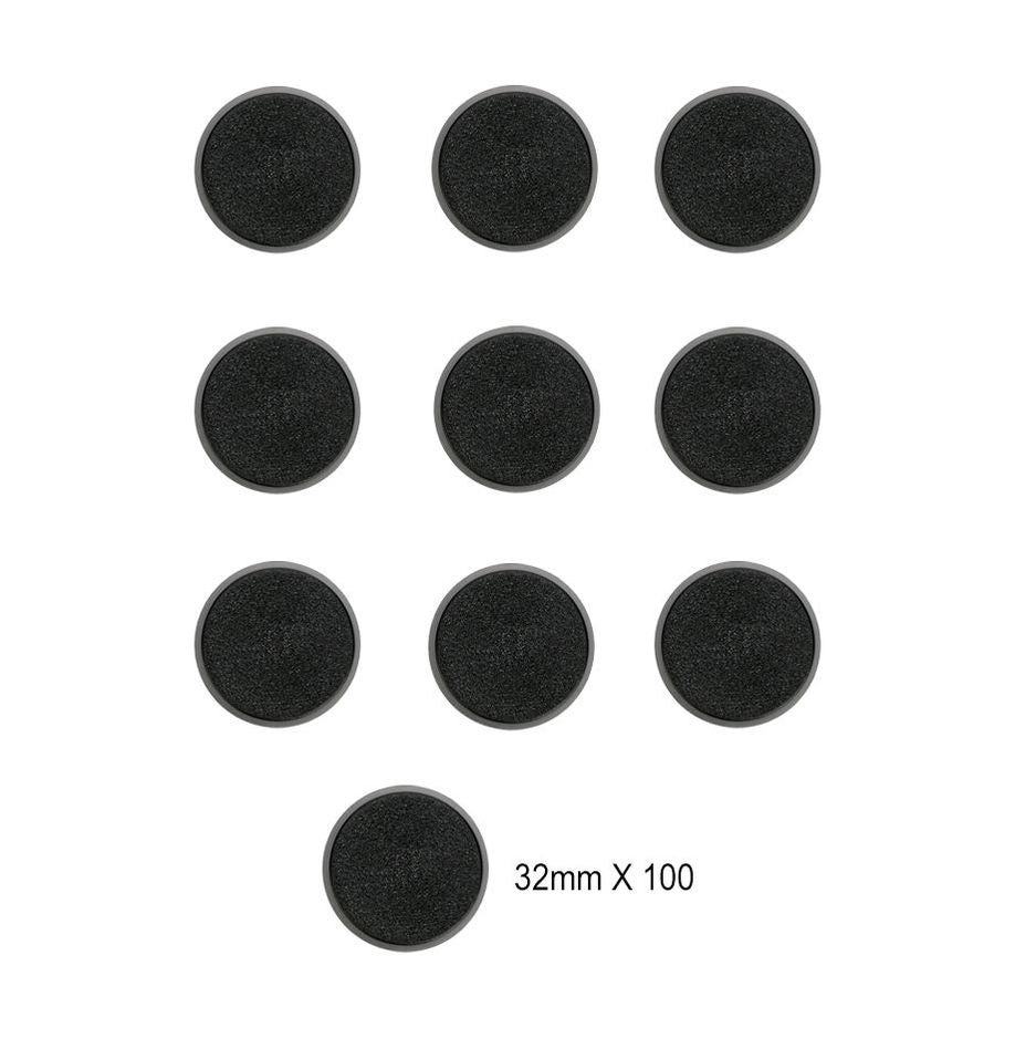 10 black circular filters with a size of 32mm on a white background