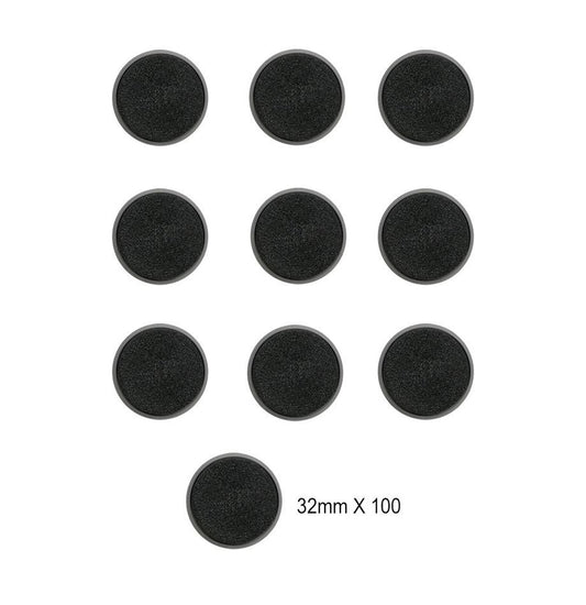 10 black circular filters with a size of 32mm on a white background