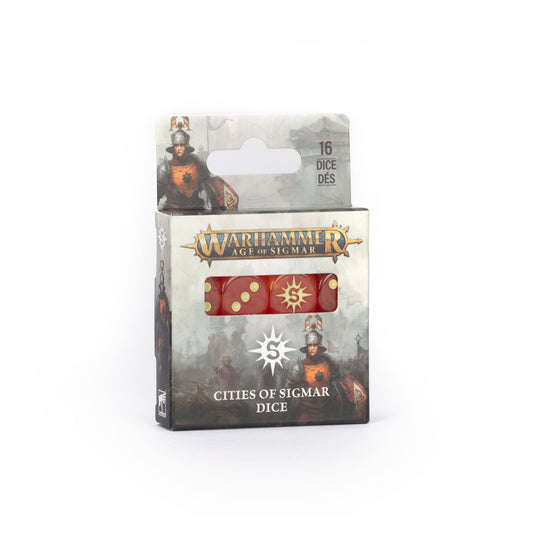 Warhammer of Sigmar dice set packaging on a white background