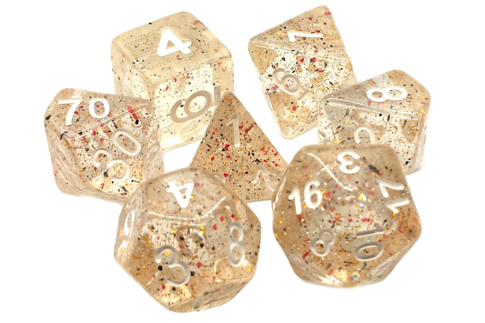 Old School Dice: 7 Piece Dice Set Particles Confetti