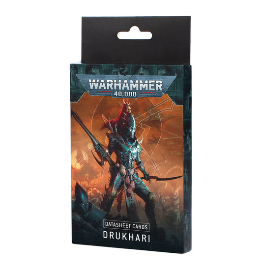 Warhammer 40,000 Datasheet Cards Drukhari packaging on a white background