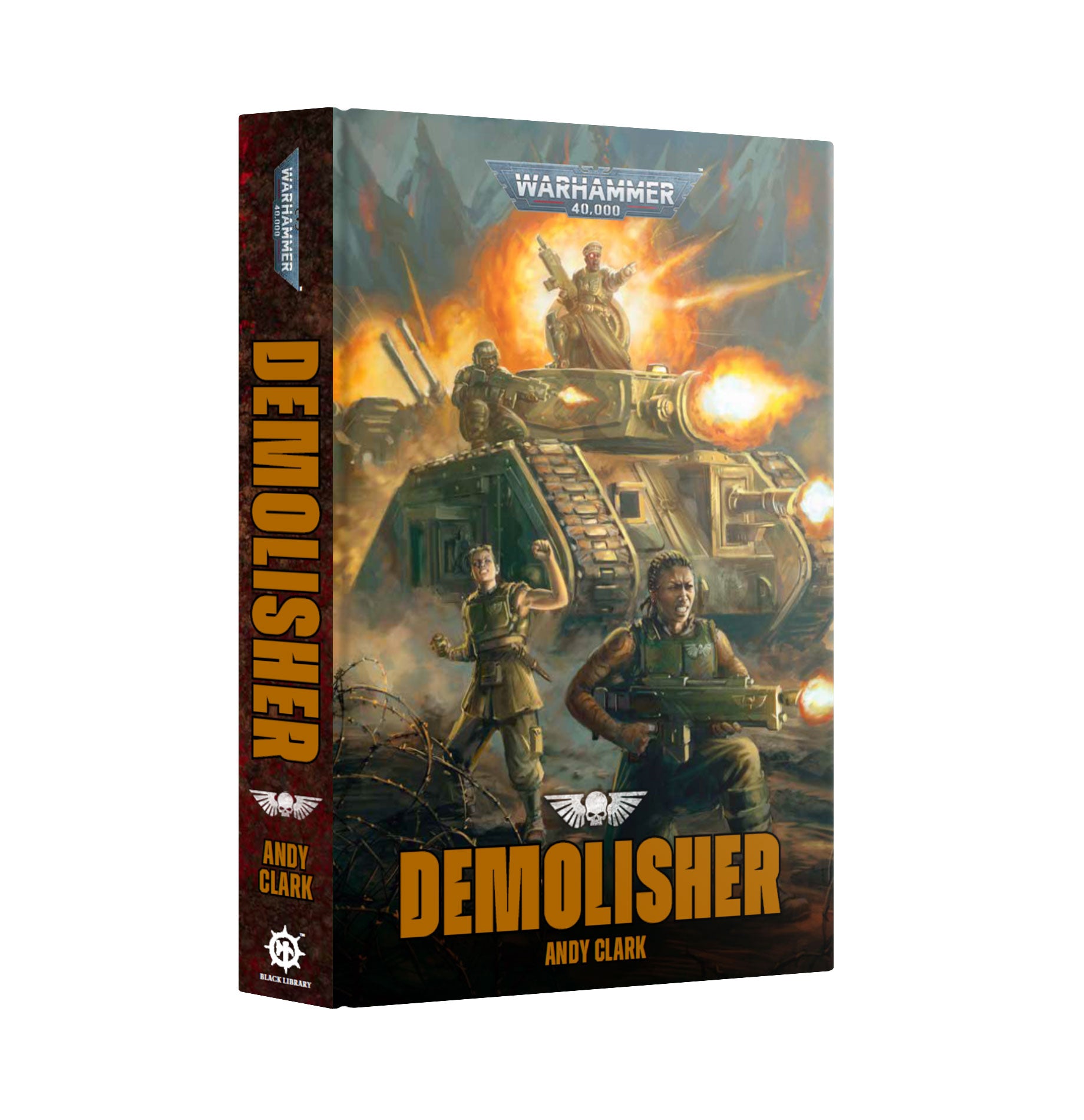 Book titled 'Demolisher' by Andy Clark with a Warhammer cover design on a white background
