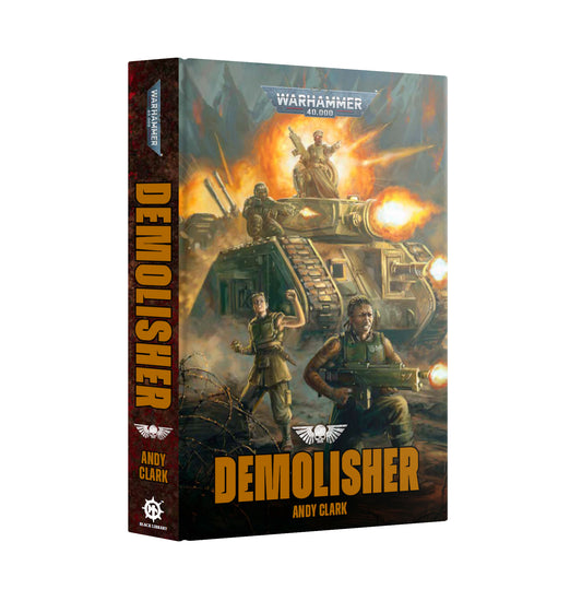 Book titled 'Demolisher' by Andy Clark with a Warhammer cover design on a white background