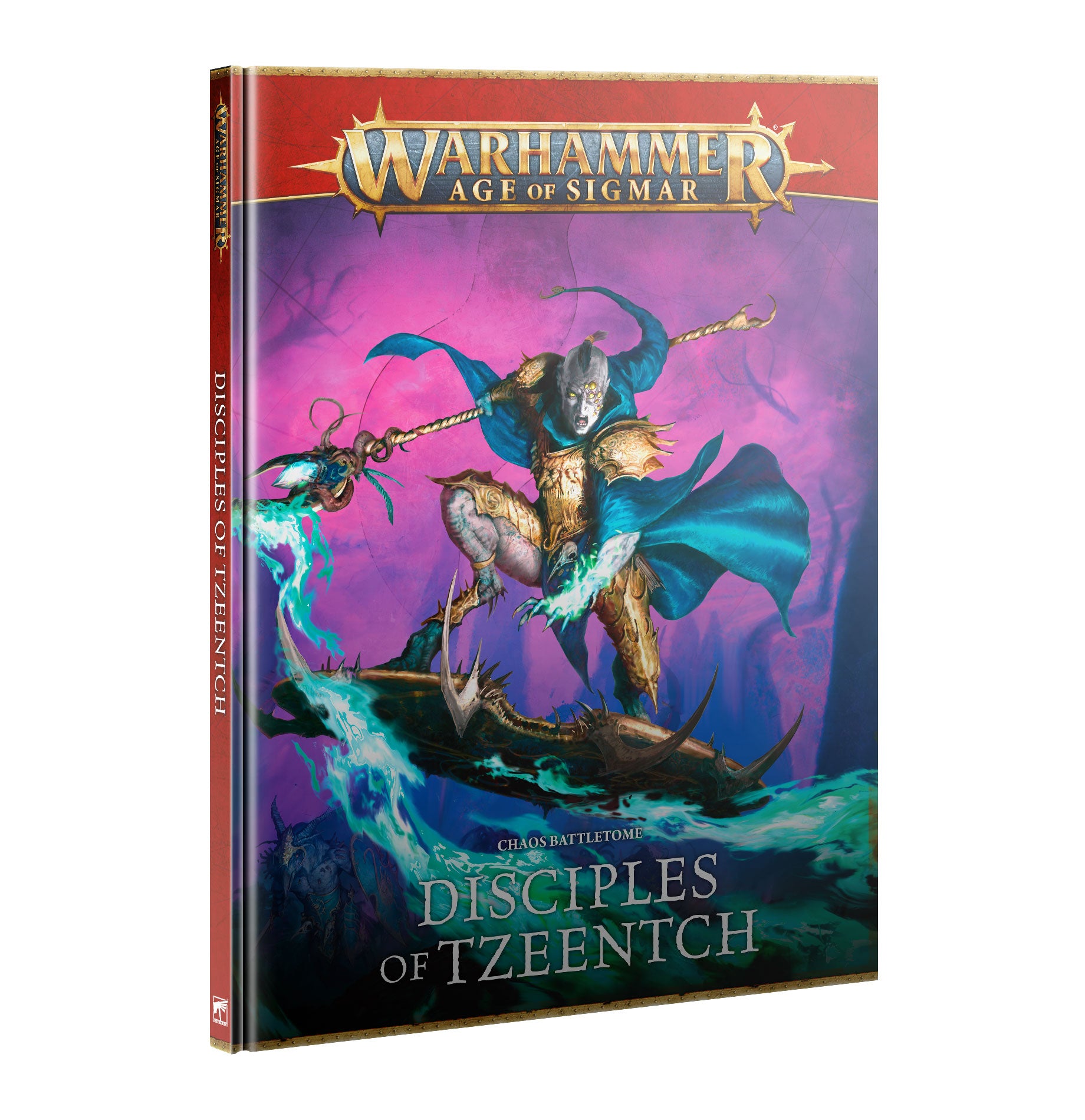 Warhammer Age of Sigmar book titled 'Disciples of Tzeentch' on a white background