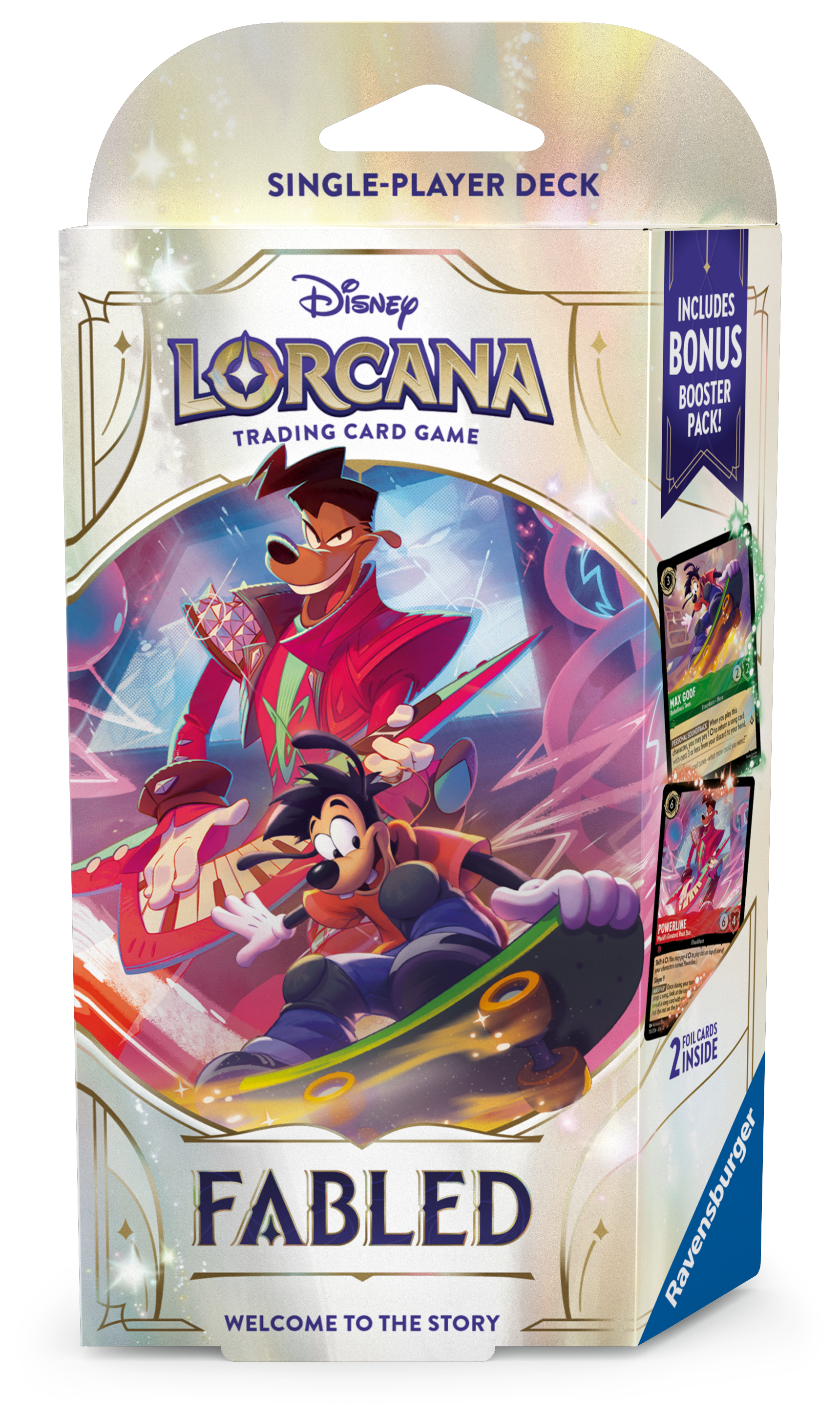 Disney Lorcana trading card game single-player deck packaging with characters and text.