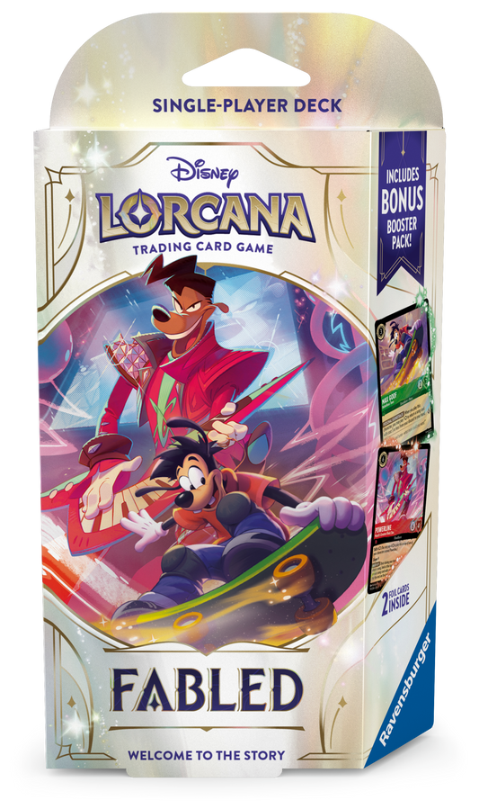 Disney Lorcana trading card game single-player deck packaging with characters and text.