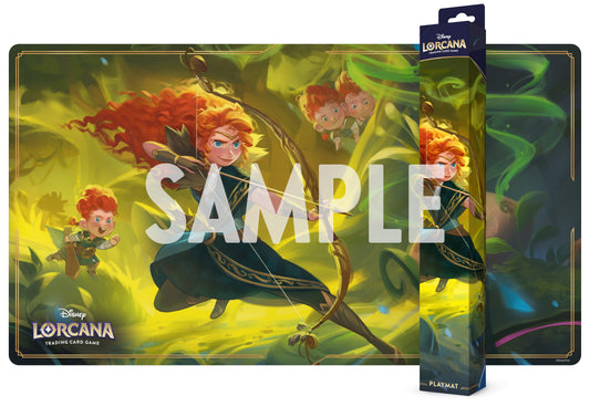 Playmat with character design and packaging for Disney Lorcana