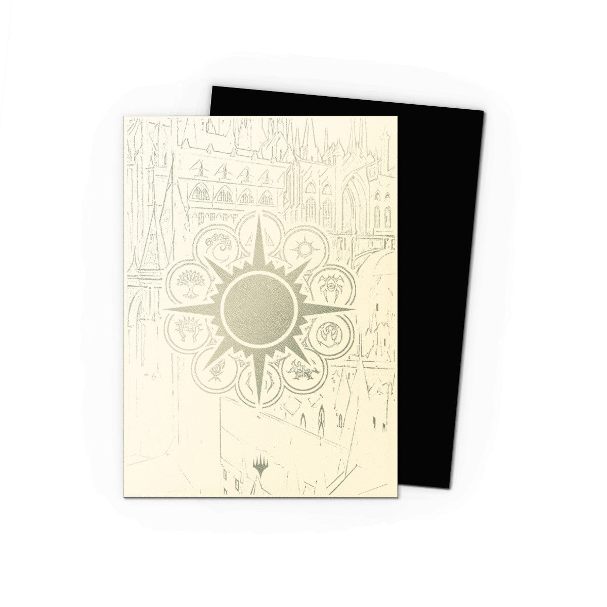 Images of the back of the Orzhov Syndicate sleeves featuring the Orzhov seal and a black interior