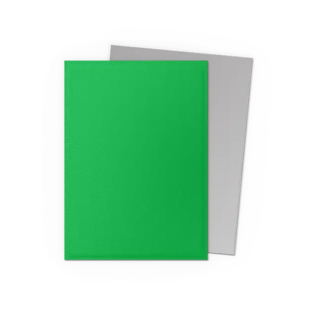 Picture of Dragon Shield Apple Green card sleeves with silver interior on a transparent background