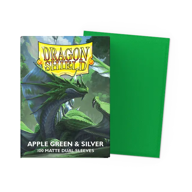 Dragon Shield packaging with green sleeves on a transparent background