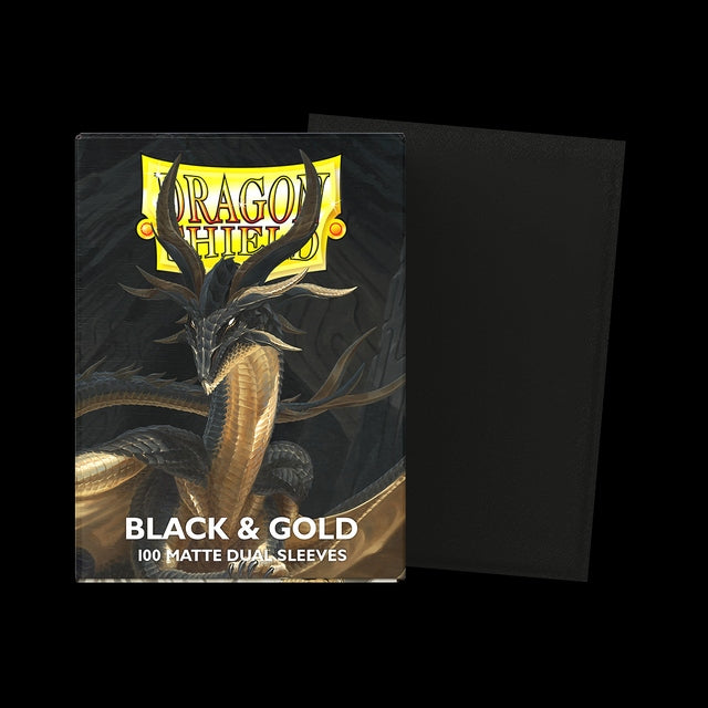 Dragon Shield 100 Count Sleeves Standard Dual Matte - Black & Gold