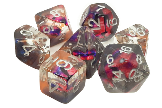 Old School Dice: 7 Piece Dice Set Infused Dragon Eye Skeletal