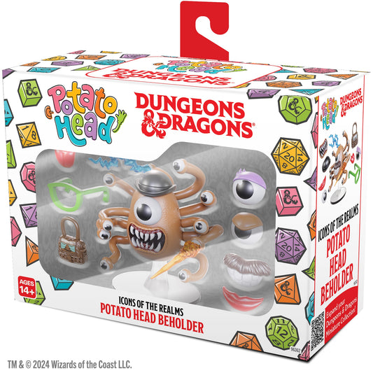 Dungeons & Dragons Potato Head Beholder toy figure in packaging with colorful graphics