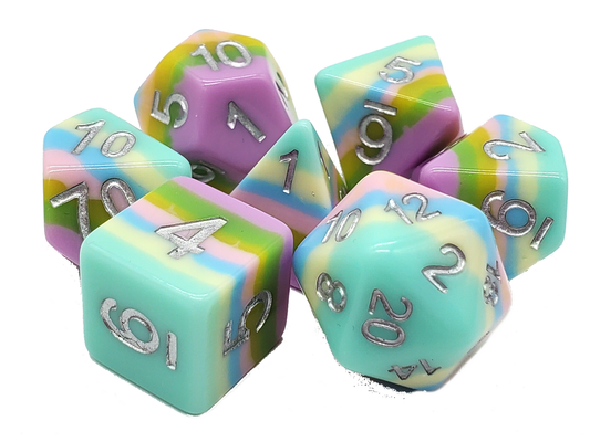 Old School Dice: 7 Piece Dice Set Gradients Easter Egg Hunt