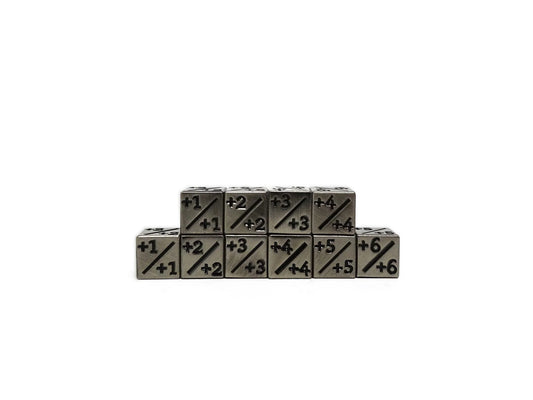 Easy Roller Dice: 10 Piece Counter Dice D6 - 12mm Legendary Silver Plus