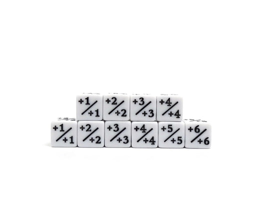 Easy Roller Dice: 10 Piece Counter Dice D6 - 16mm White Plus