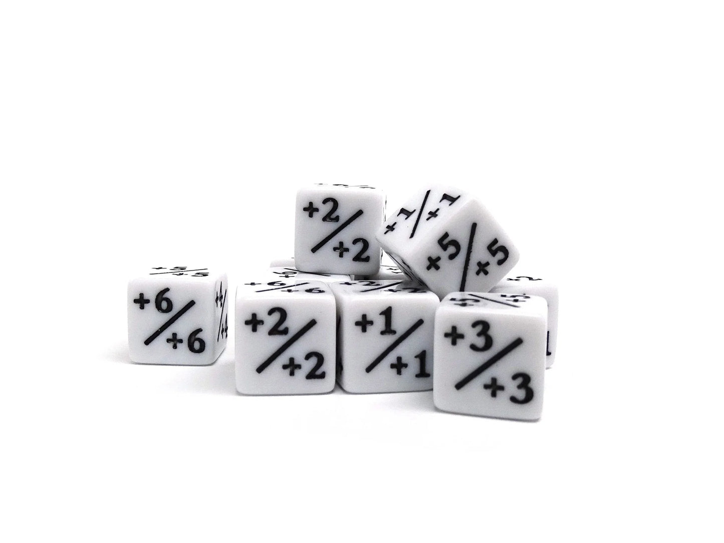 Easy Roller Dice: 10 Piece Counter Dice D6 - 16mm White Plus