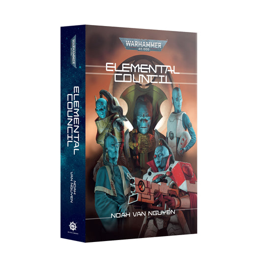Book titled 'Elemental Council' by Noah Van Nguyen with a cover featuring characters from the Warhammer universe.