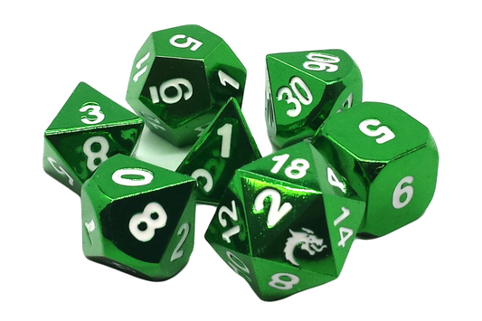 Old School Dice: 7 Piece Dice Set Halfling Forged Electric Green