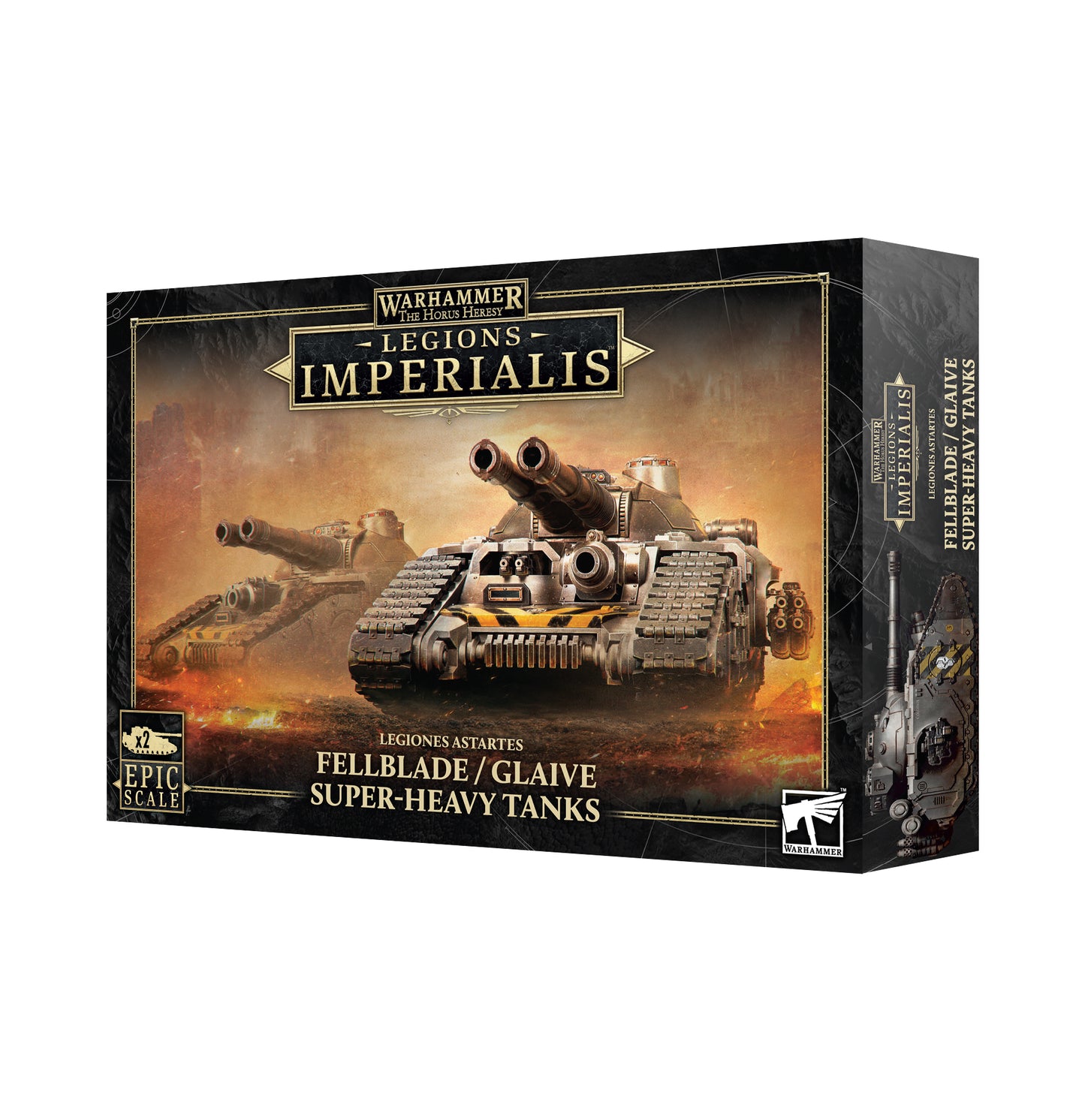 Box for Warhammer Legions Imperialis Fellblade/Glaive Super-Heavy Tanks on a white background