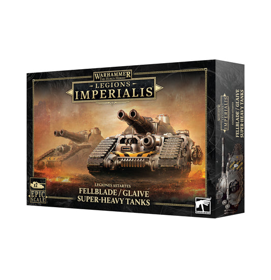 Box for Warhammer Legions Imperialis Fellblade/Glaive Super-Heavy Tanks on a white background