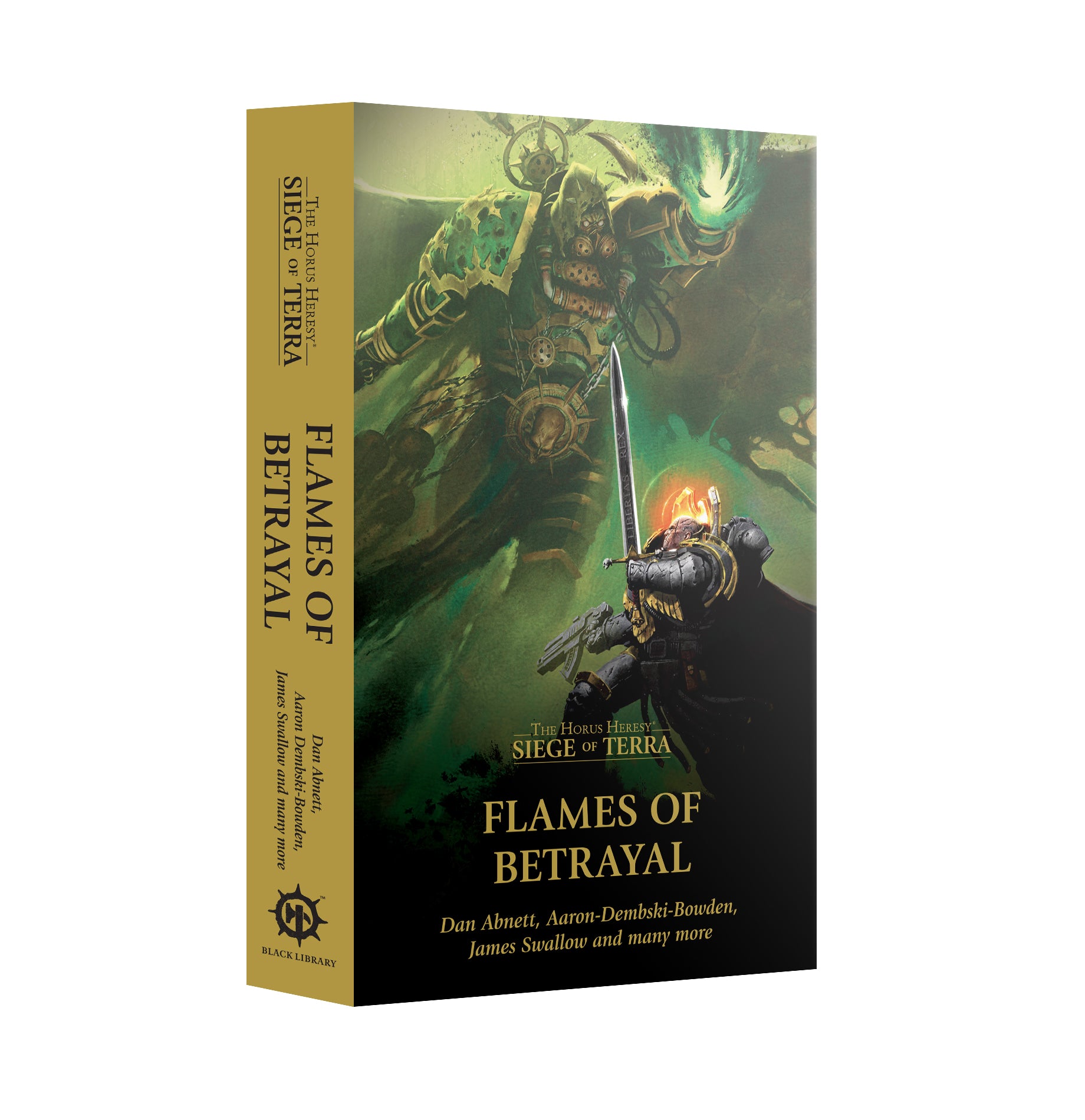 Book cover of 'Flames of Betrayal' from 'Siege of Terra' series on a white background