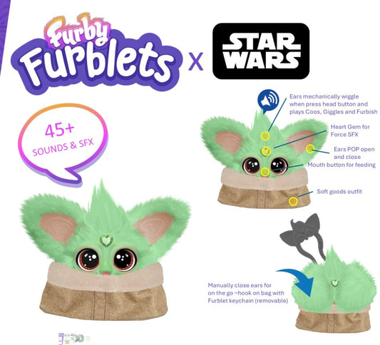 Furby Furblets toy with Star Wars branding and features on a white background