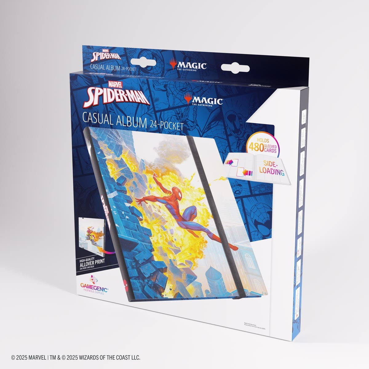 Marvel Spider-Man casual album with 24-pocket protection packaging on a white background