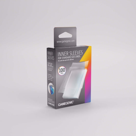 Box of Gamegenic inner sleeves for standard size cards on a gray background