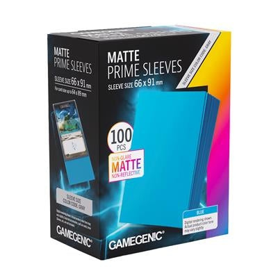 Box of Gamegenic Matte Prime Sleeves with blue sleeves on a white background