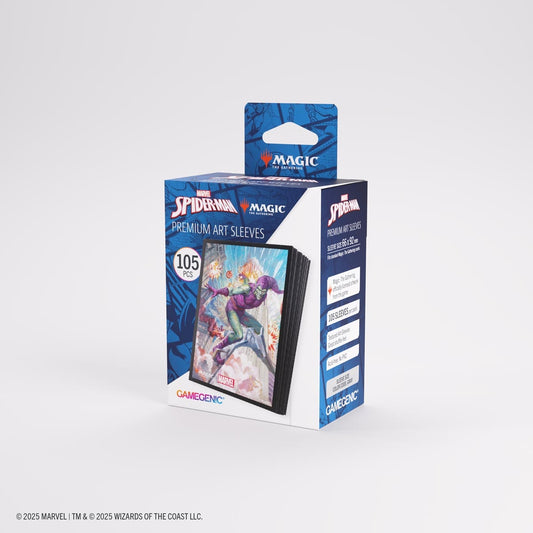 Pack of Marvel Spider-Man premium art sleeves with the Green Goblin and visible branding on a white background
