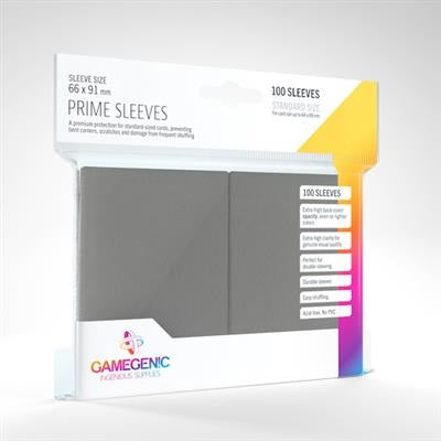 Package of Gamegenic Prime Sleeves with gray sleeves on a white background