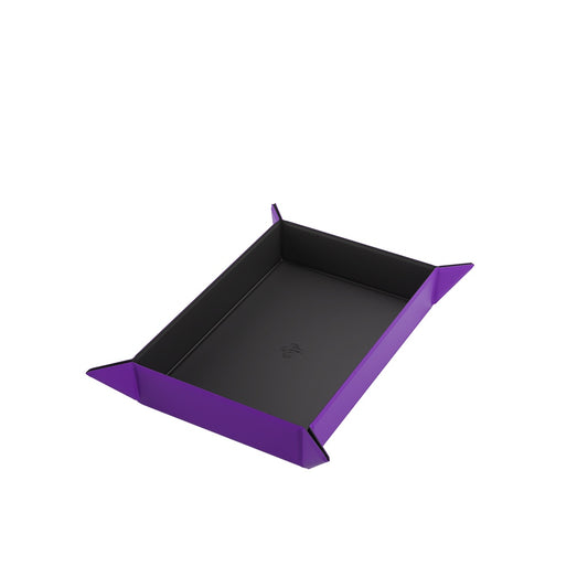 Gamegenic Black tray with purple edges in the open position on a white background