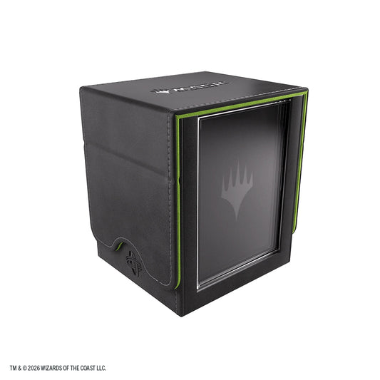 Closed Squire XL 100+ deck box featuring the black and green Secrets of Strixhaven color scheme