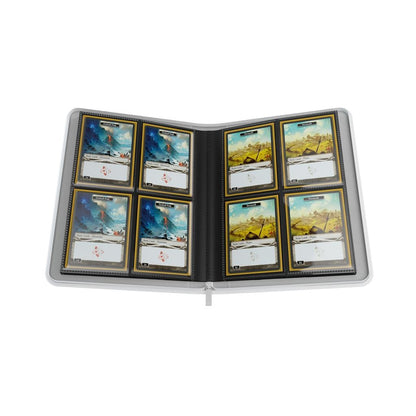 White Gamegenic Binder opened with trading cards on a white background