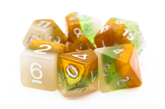 Old School Dice: 7 Piece Dice Set Gradients Kiwi Fruit