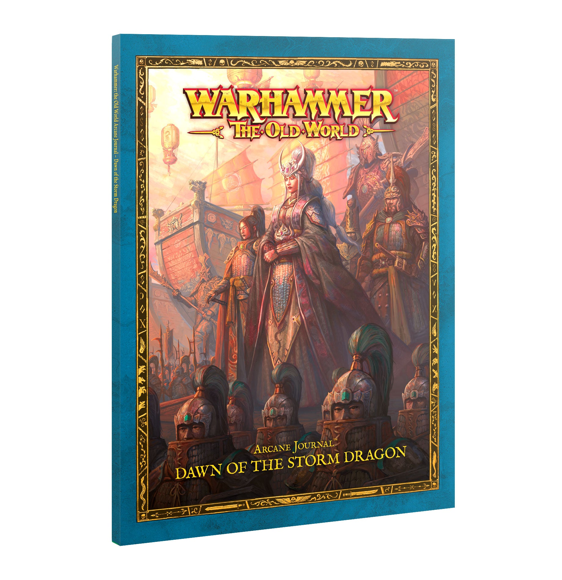 Warhammer The Old World game book cover with characters and text on a white background