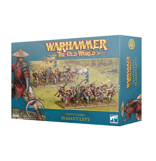 Warhammer The Old World game box featuring Grand Cathay Peasant Levy on a white background