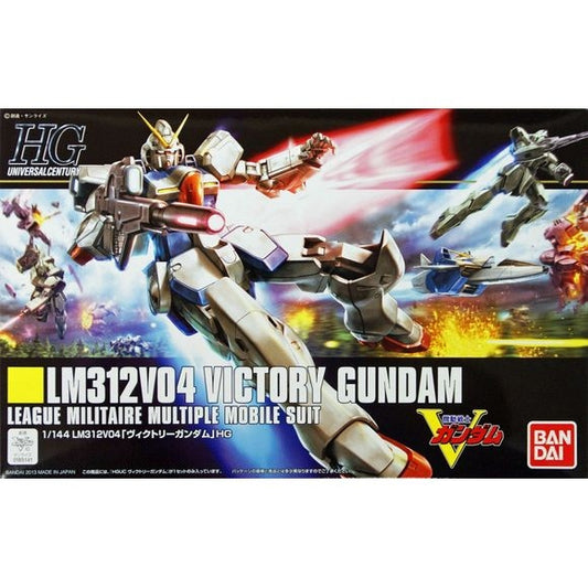 Model kit box for LM312VO4 Victory Gundam with action poses and colorful background