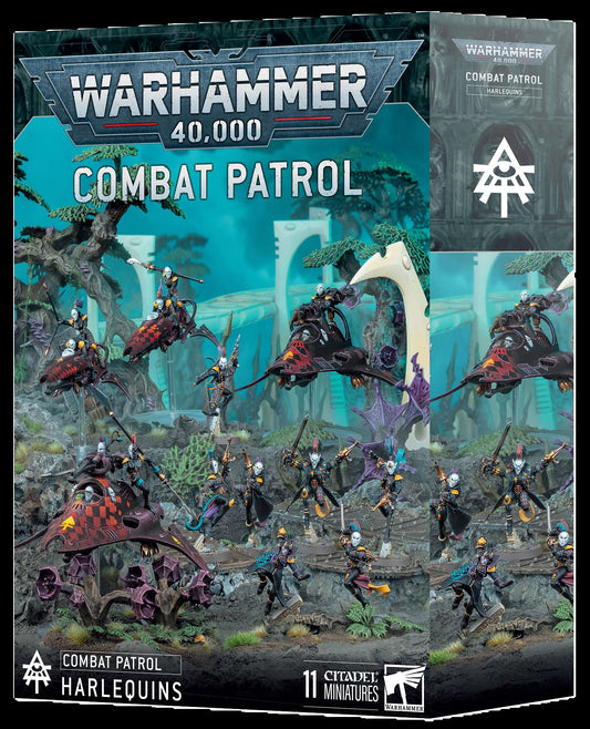 Warhammer 40,000 Combat Patrol packaging with miniatures and scenery.
